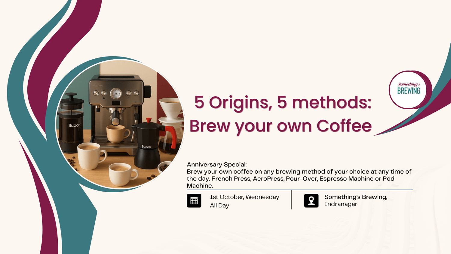 5 Origins, 5 Methods – Brew Your Own Coffee - Something's Brewing