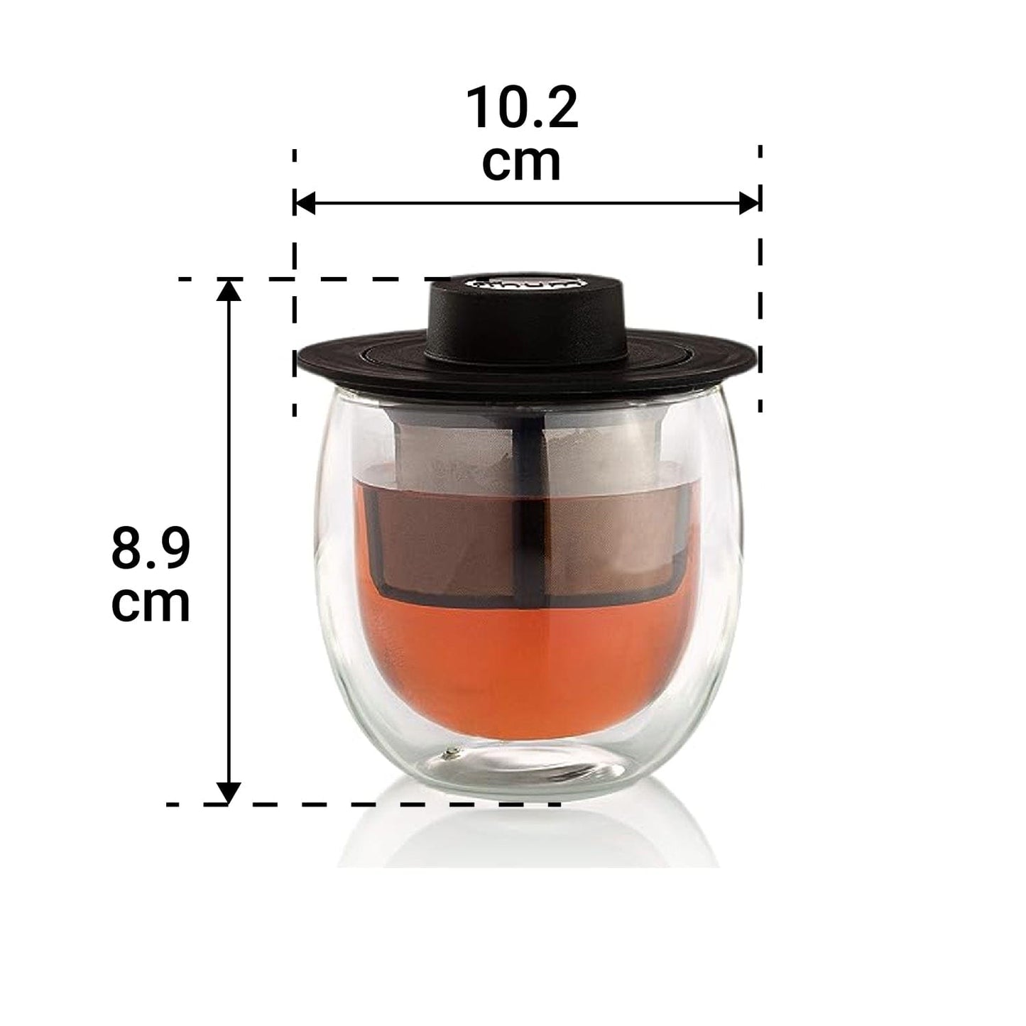 Finum Accessories Finum Double Walled Glass with Reusable Filter and Lid- Perfect Gift for Coffee Lovers