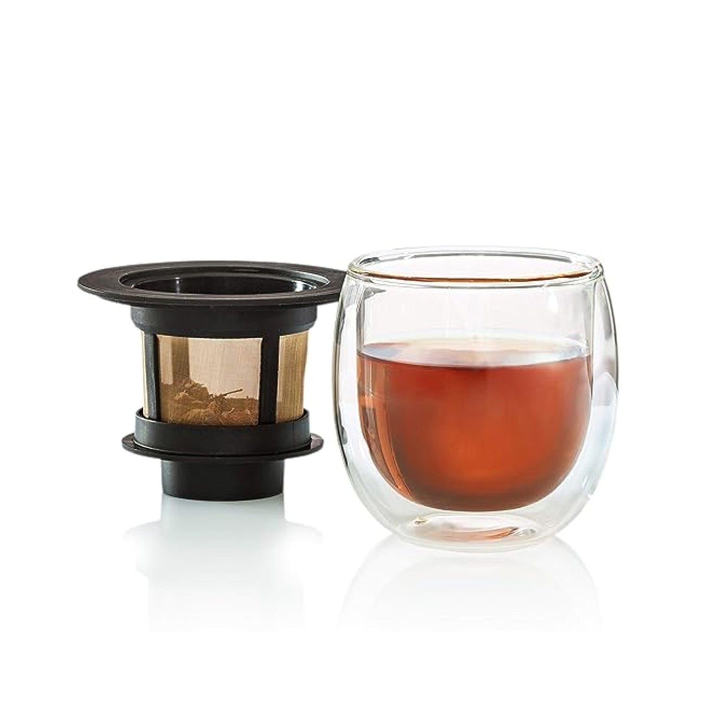 Finum Accessories Finum Double Walled Glass with Reusable Filter and Lid- Perfect Gift for Coffee Lovers