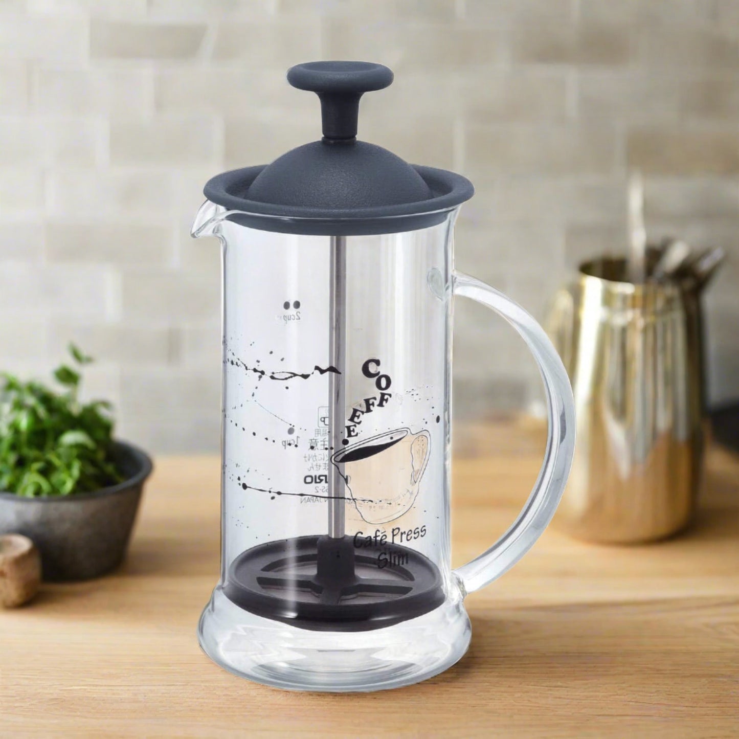 Hario Manual Brewing Hario Café Press Slim S, Glass French Press, 240ml- Perfect Gift for Coffee Lovers