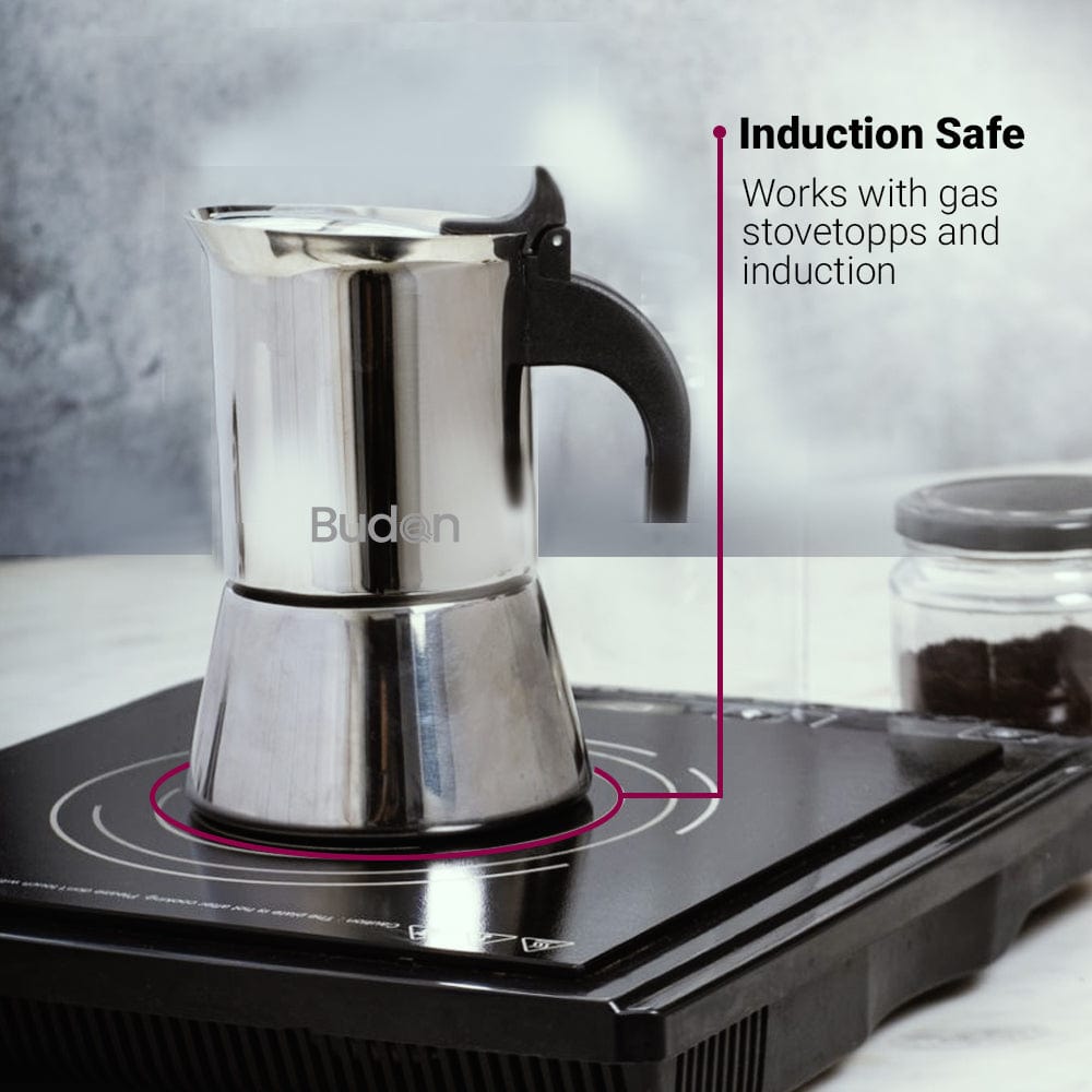 Budan Stainless Steel Moka Pot - Something's Brewing