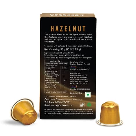 Coffeeza Hazelnut Flavoured Aluminium Coffee Capsules Nespresso Compatible