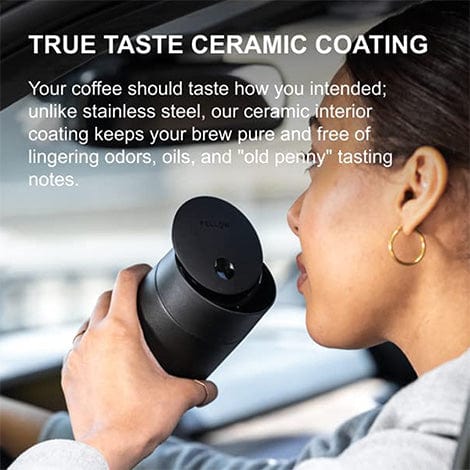 Fellow Fellow Carter Move Mug with Slide-lock lid - Leak Proof To-Go Tumbler, Matte Black, 350ml