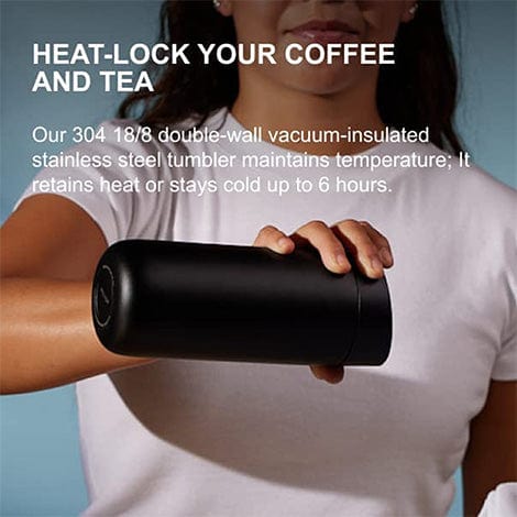 Fellow Fellow Carter Move Mug with Slide-lock lid - Leak Proof To-Go Tumbler, Matte Black, 350ml