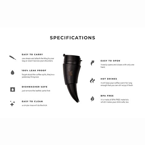 Goat Story Accessories 350 ml Goat Story Travel Mug, Black Leather, 350 ml