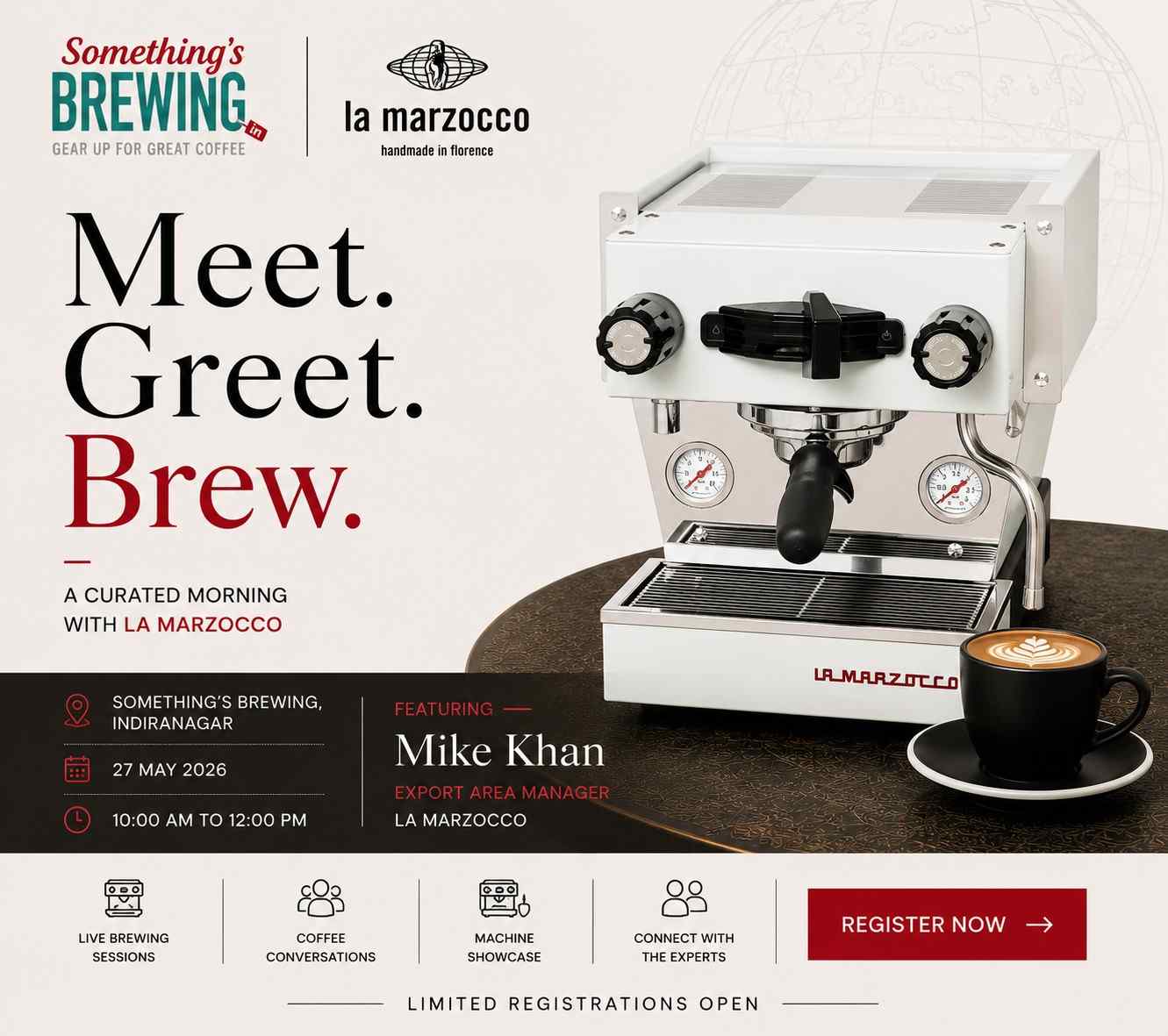 Meet. Greet. Brew. — Curated morning with La Marzocco Team - Something's Brewing