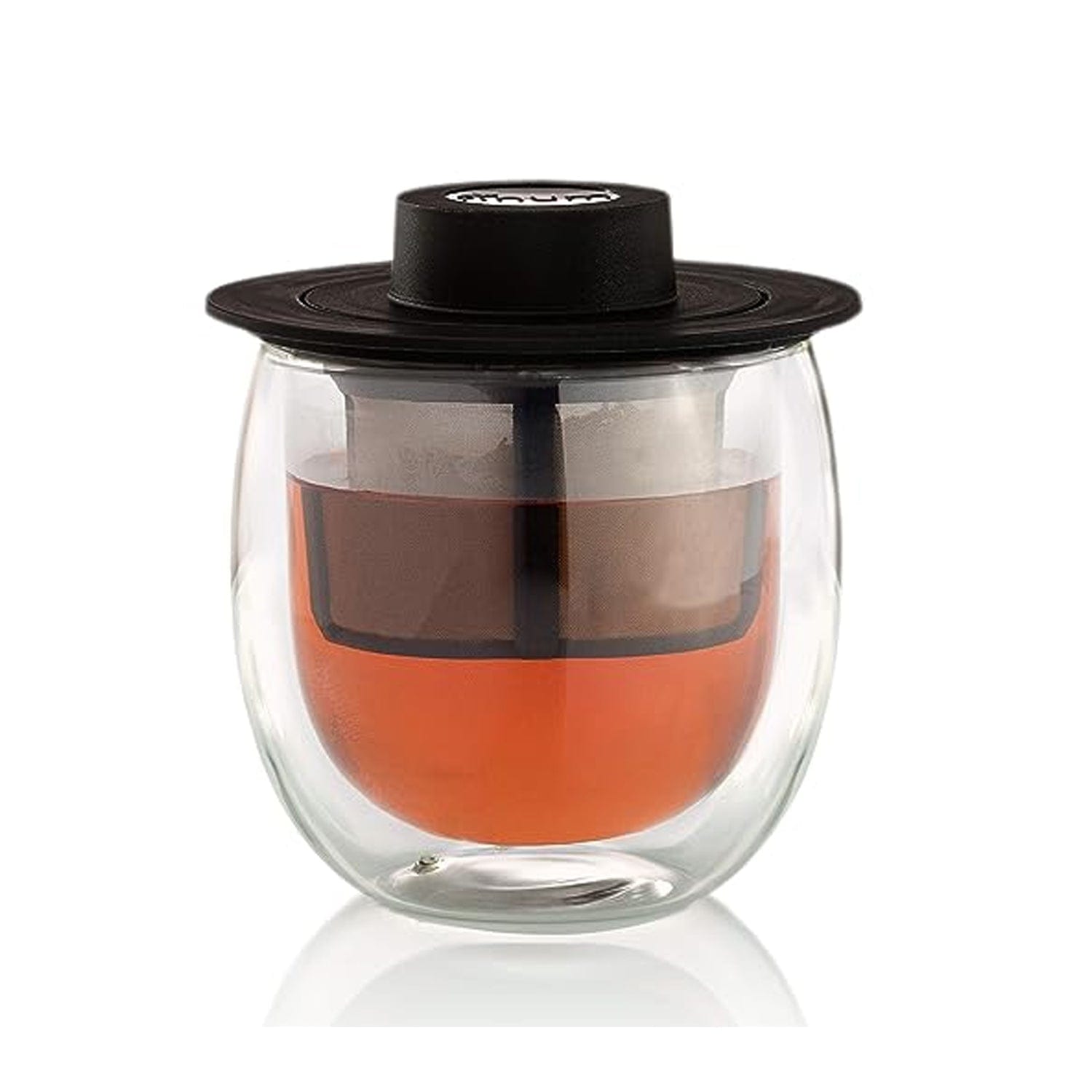 Finum Accessories Finum Double Walled Glass with Reusable Filter and Lid- Perfect Gift for Coffee Lovers