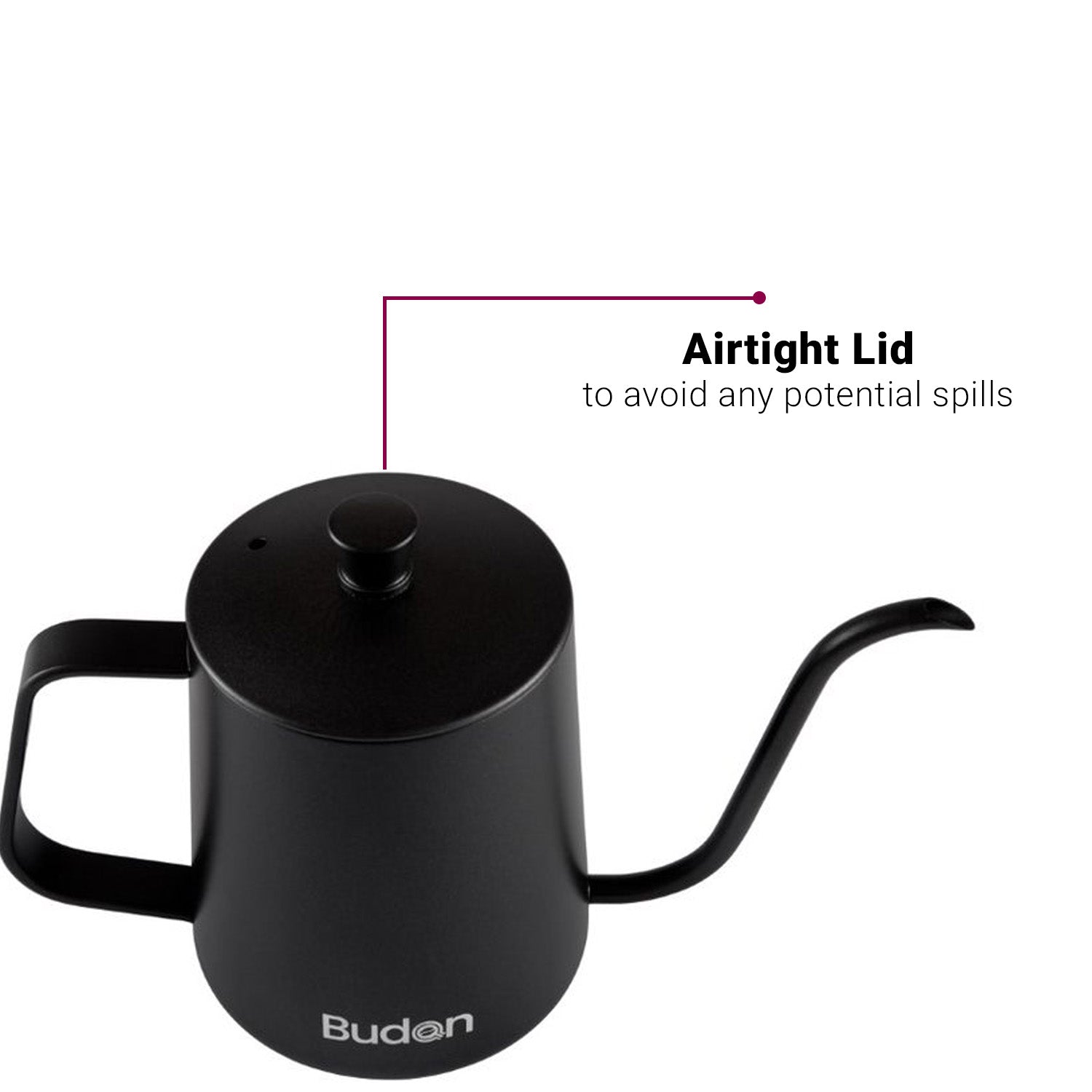 Budan Budan Stainless Steel Pour Over Coffee & Tea Kettle, Gooseneck Spout, Easy to Handle
