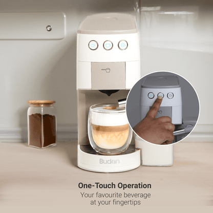 Budan Budan One Touch Espresso Machine - Pod + Ground Coffee.