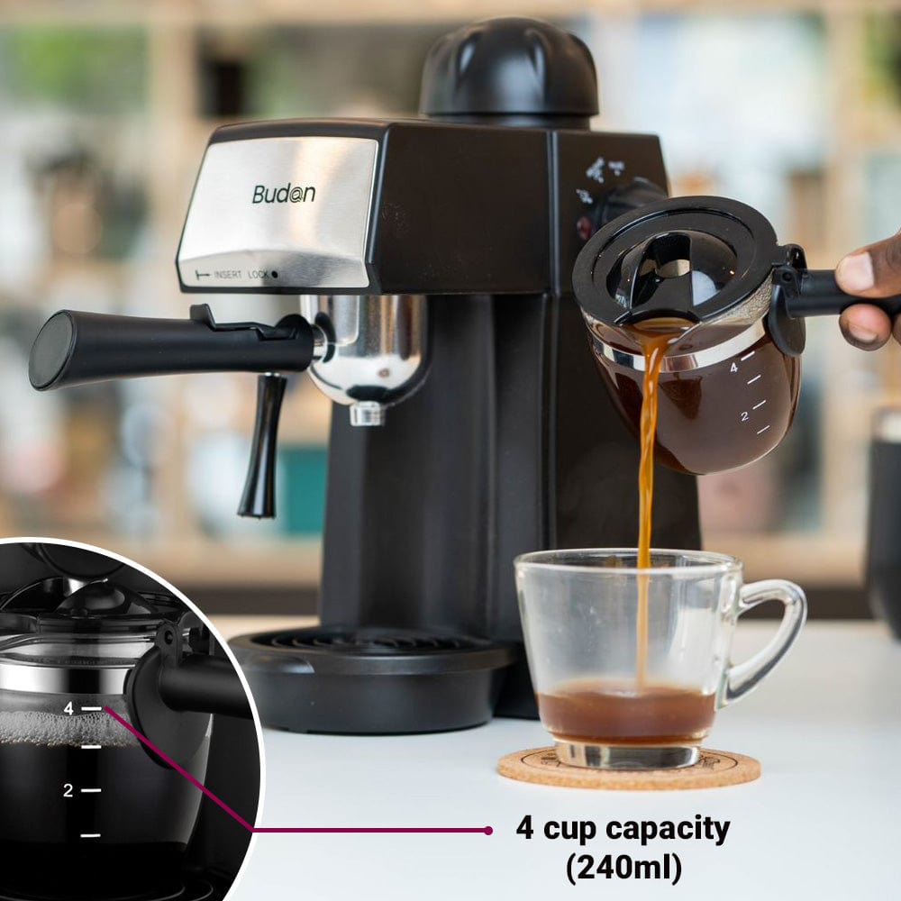 Budan Home Coffee Machines Budan Solo Espresso Cappuccino Coffee Maker | Best Coffee Machine For Home | Carafe Capacity 4 Cups