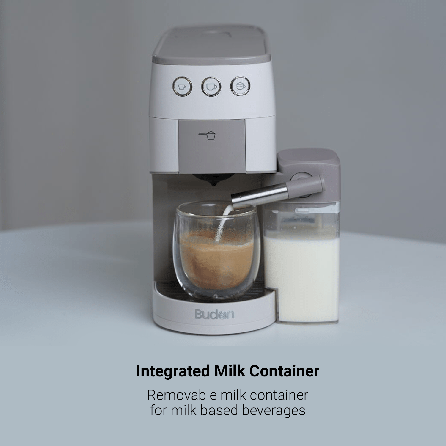 Budan One Touch Coffee Machine - Pod/Coffee Home Grey