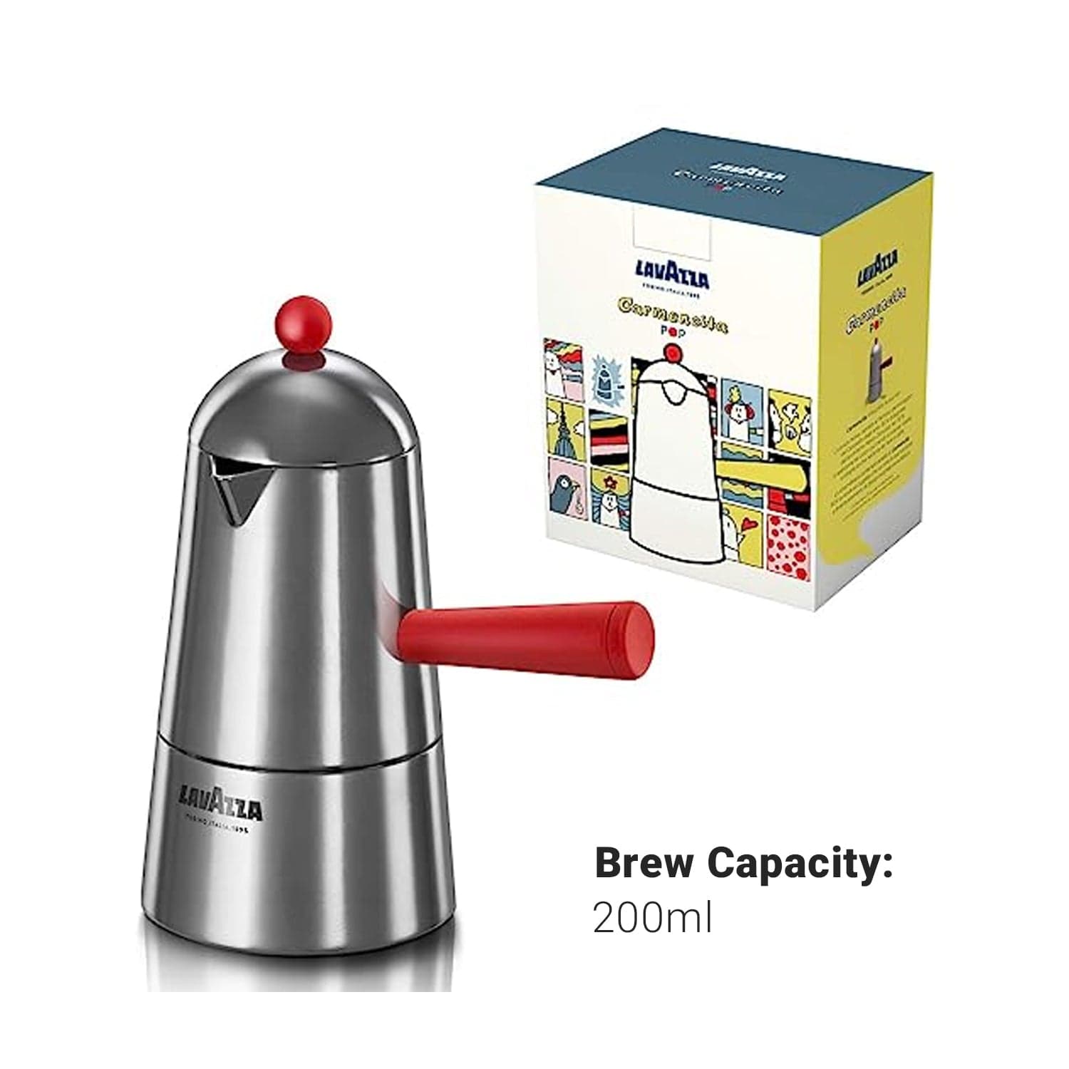 Lavazza Accessories Lavazza Carmencita POP RED, Espresso Coffee Maker 3 Cups (MOKA POT)