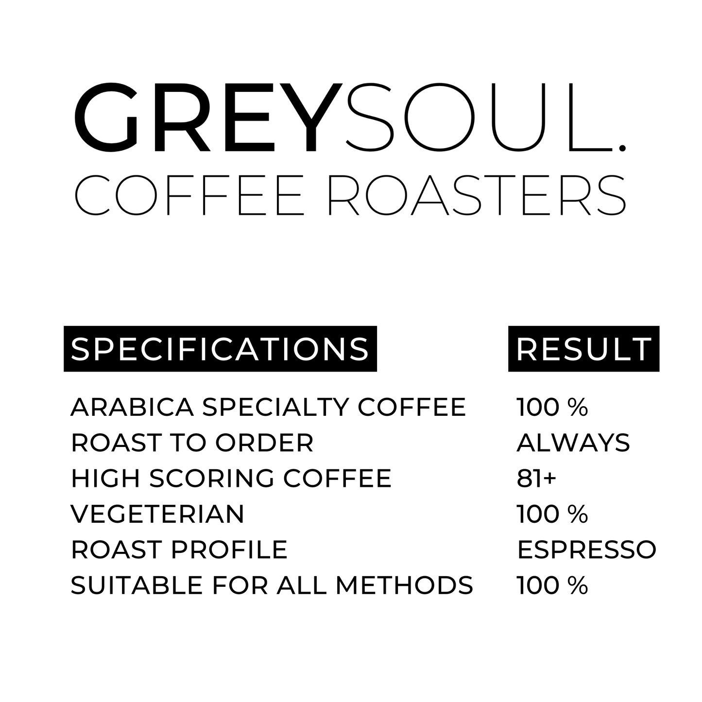 Greysoul Coffee Whole coffee beans Arabica Tropical Espresso