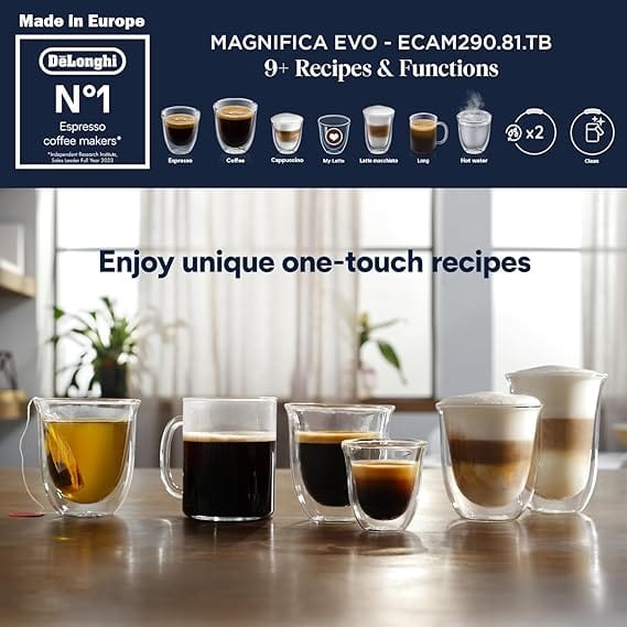 DeLonghi Ecam290.61.B Magnifica Evo Fully Automatic Coffee Machine | Black
