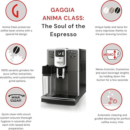 Gaggia Anima Class Automatic Bean to Cup Coffee Machine, Espresso and Cappuccino Maker