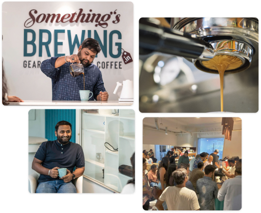 People enjoying coffee at Something's Brewing