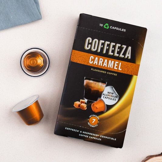 Coffeeza Caramel Flavoured Aluminium Coffee Capsules Nespresso Compatible