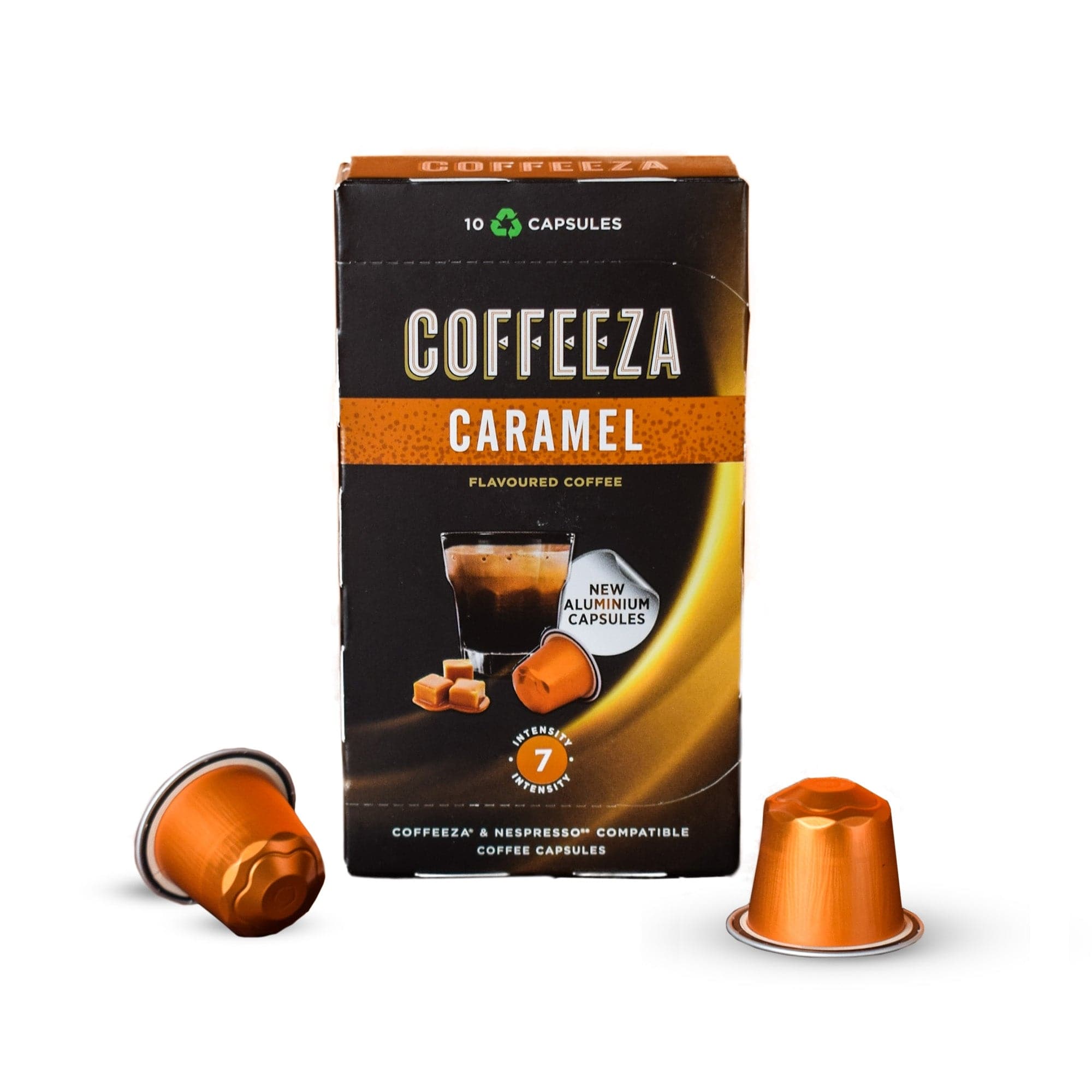 Coffeeza Caramel Flavoured Aluminium Coffee Capsules Nespresso Compatible