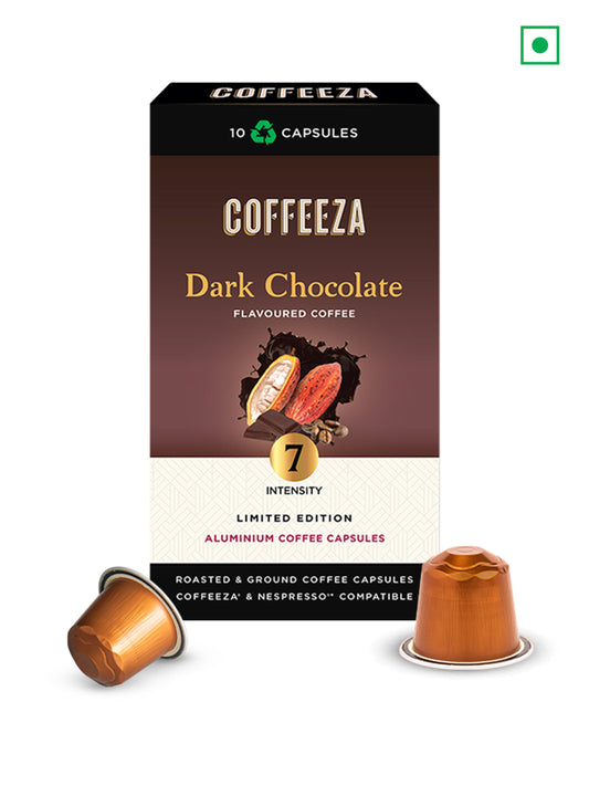 Coffeeza Coffee COFFEEZA Dark Chocolate Flavoured Aluminium Coffee Capsules, Intensity - 7