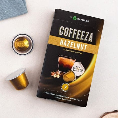 Coffeeza Hazelnut Flavoured Aluminium Coffee Capsules Nespresso Compatible