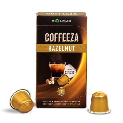 Coffeeza Hazelnut Flavoured Aluminium Coffee Capsules Nespresso Compatible