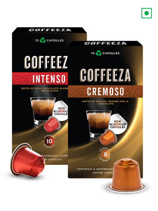 Coffeeza Coffee capsules COFFEEZA Coffee Capsules Intenso & Cremoso Variety Pack (20 Pods, Compatible with Nespresso Machines)