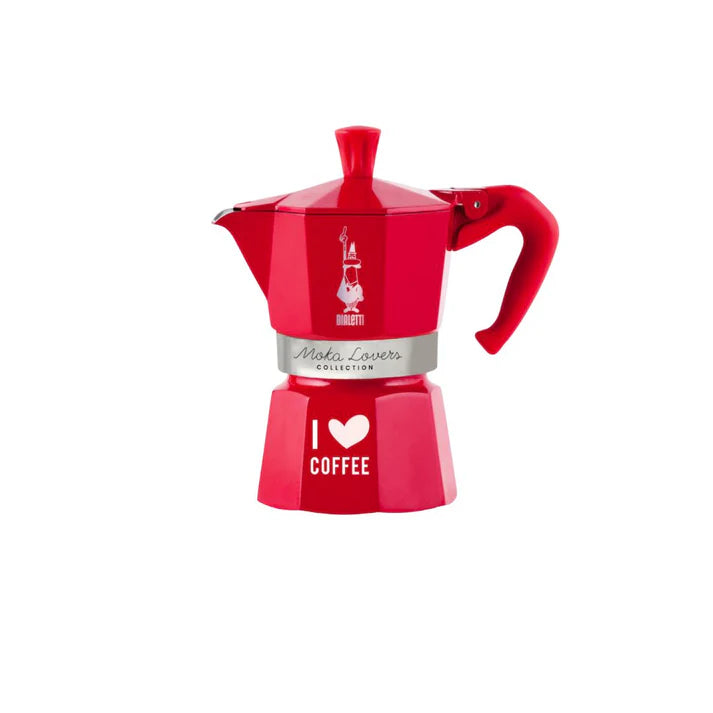 Bialetti moka express I love coffee 3 cups Red