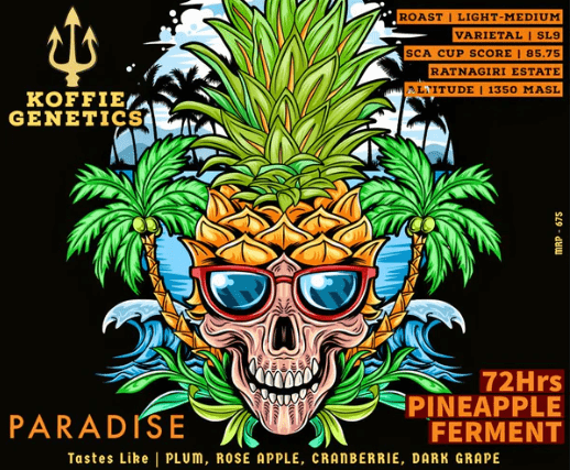 Koffie Genetics Ground And Whole Beans Paradise - 72Hrs Pineapple Fermented Naturals
