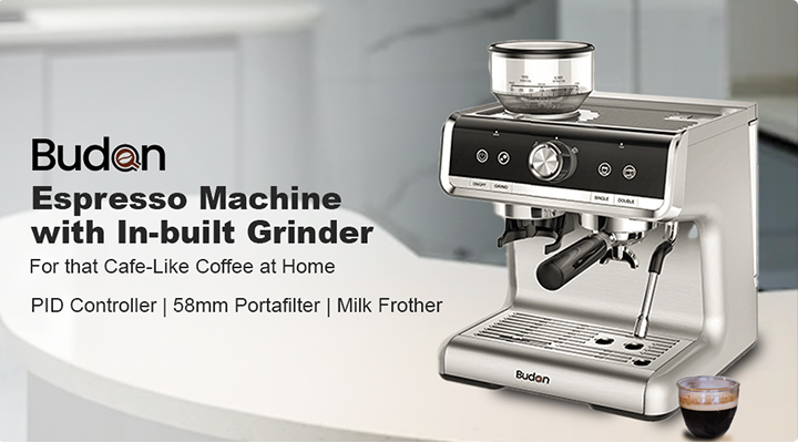 Budan Espresso Machine with Built-In Grinder-Product Description