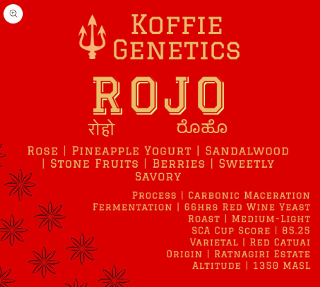 Koffie Genetics Ground And Whole Beans Rojo - Red Wine Yeast Naturals
