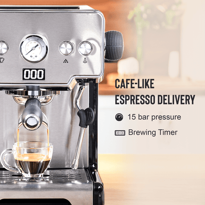 Budan Home Coffee Machines Budan Espresso Coffee Machine with Italian Pump & 15 Bars Pressure, Aluminum Diecast Group Head, Removable In-Built Water Tank, Perfect Coffee Maker for Espresso, Cappuccino & Latte