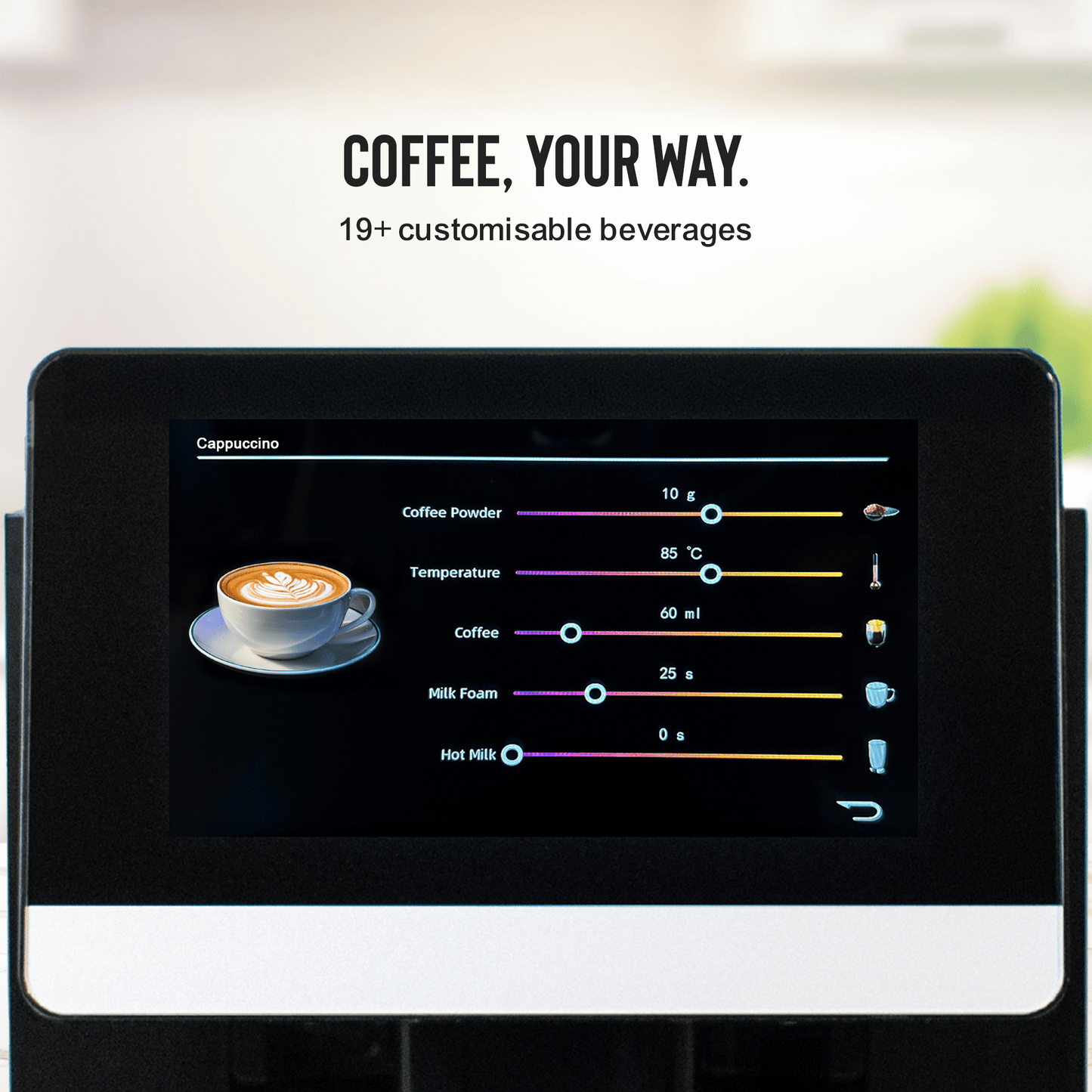 automatic coffee machine with customizable beverages