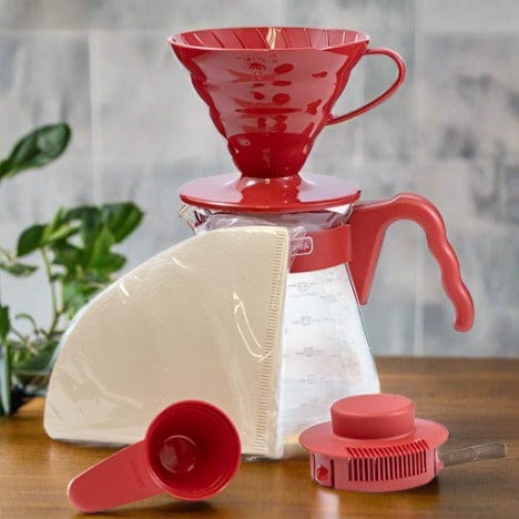 Hario Manual Brewing red Hario V60 Coffee Server 02 Set, Manual Brewer with Server, 700ml