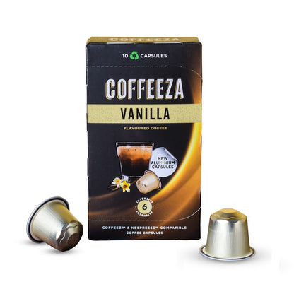Coffeeza Vanilla Flavoured Aluminium Coffee Capsules Nespresso Compatible