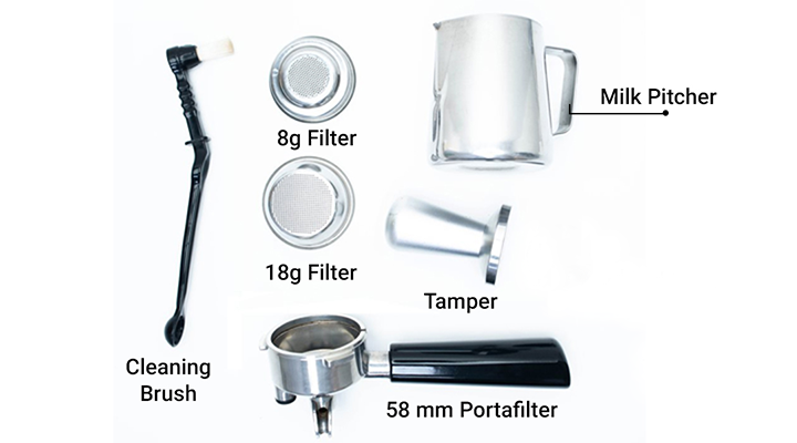 Budan Espresso Machine with Built-In Grinder-What's in the box