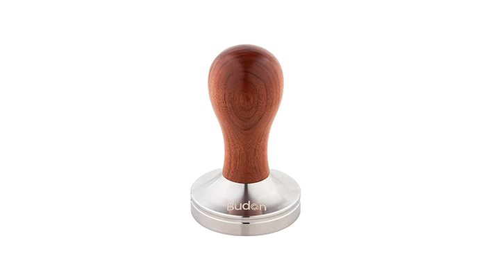 Barista Kit. Coffee Tamper with Wooden Handle. Isolated on white  background. Barman tool for pressing down ground coffee, a tamper for coffee  machine Stock Photo - Alamy