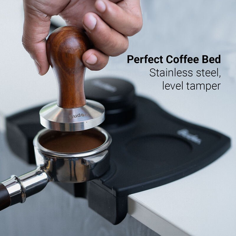 Buy Budan 58mm Coffee Tamper with a Wooden Handle – Something's