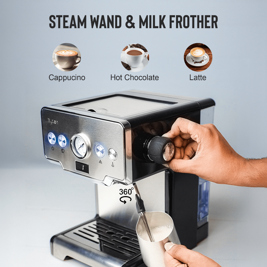 Coffee Machine Making Latte With Milk Frother Barsetto Fast