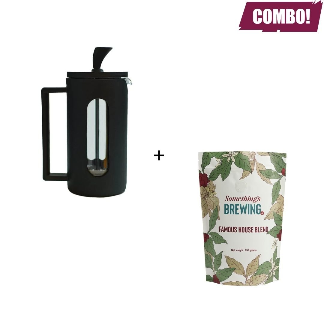 Budan French Press 350 ml + 50gm SB House Blend - Something's Brewing