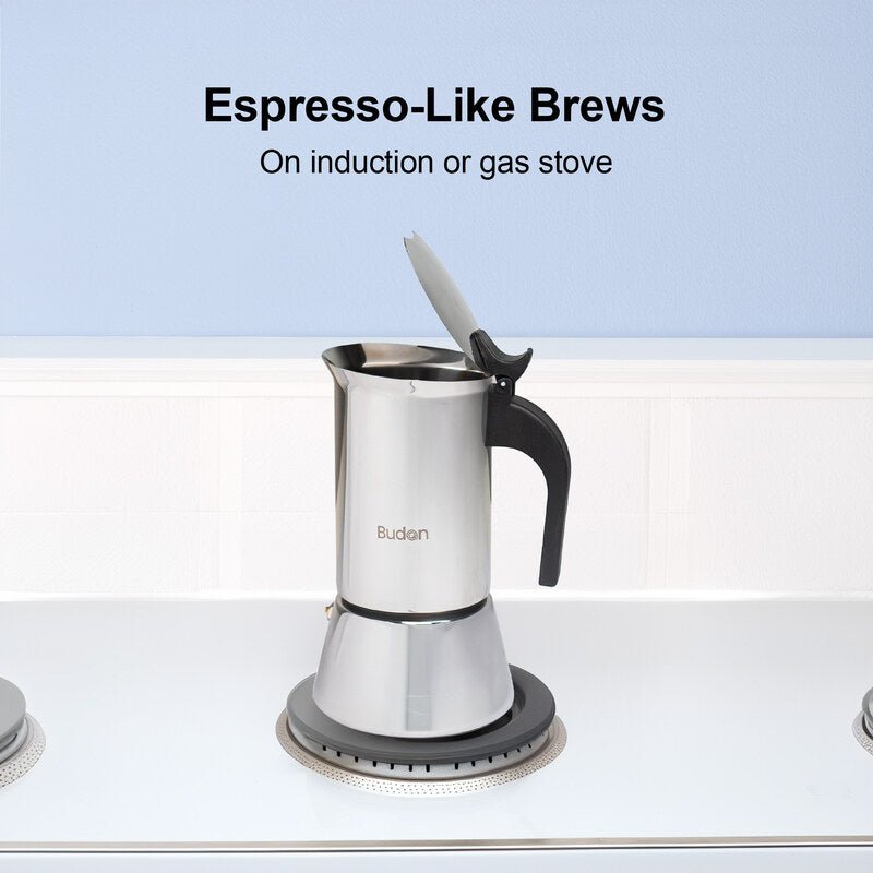Budan Stainless Steel Moka Pot - Something's Brewing