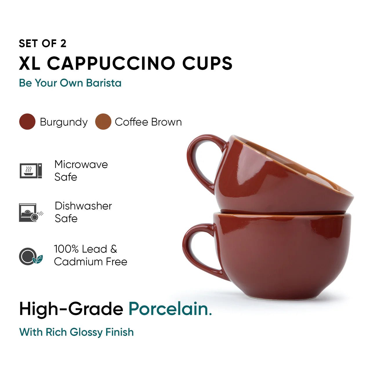 Burgundy Cappuccino Mug 320 ml | XL Cuppa - Something's Brewing