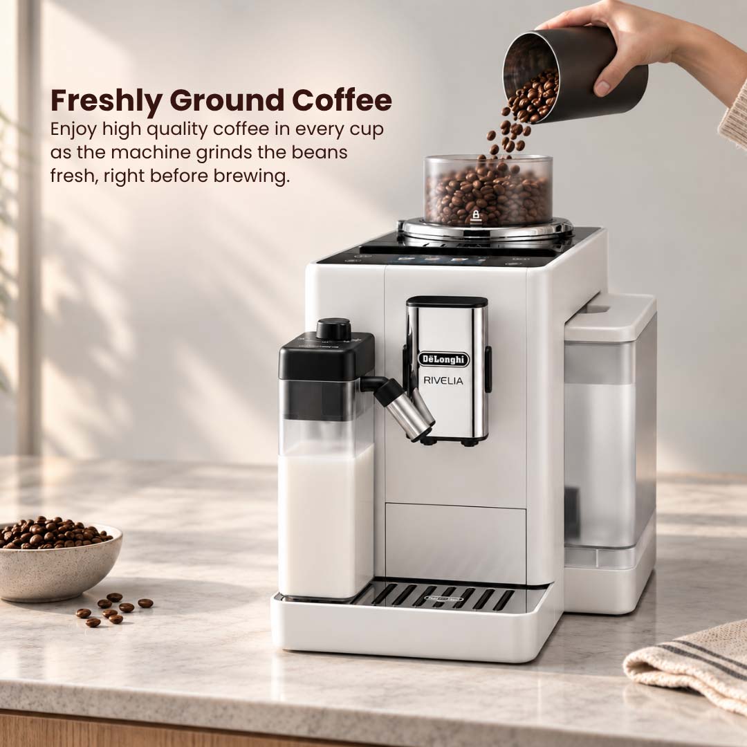 De'Longhi Rivelia EXAM440.55.W, Fully Automatic Coffee Machine - Something's Brewing