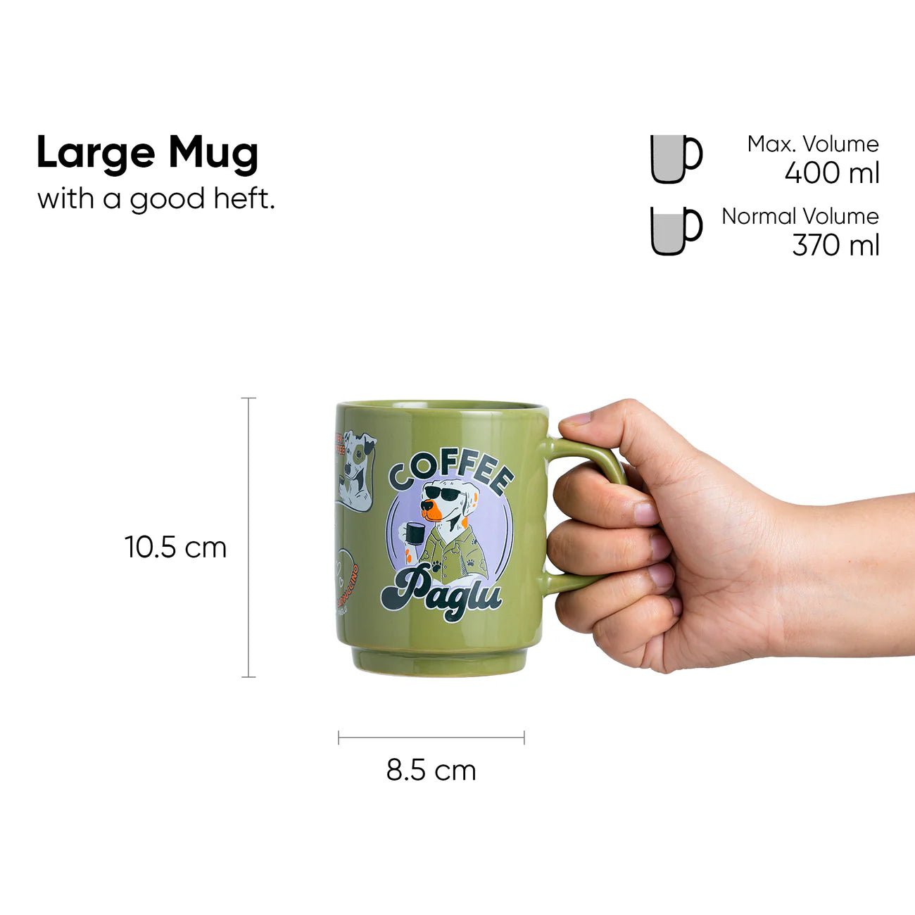 Green Coffee Paglu Mug | 400 ml - Something's Brewing