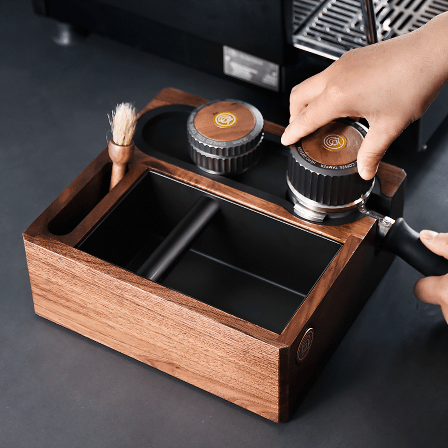 ZeroHero Manual Brewing Walnut Kock Box | Wood + Metal + Rubber | 58mm/51mm