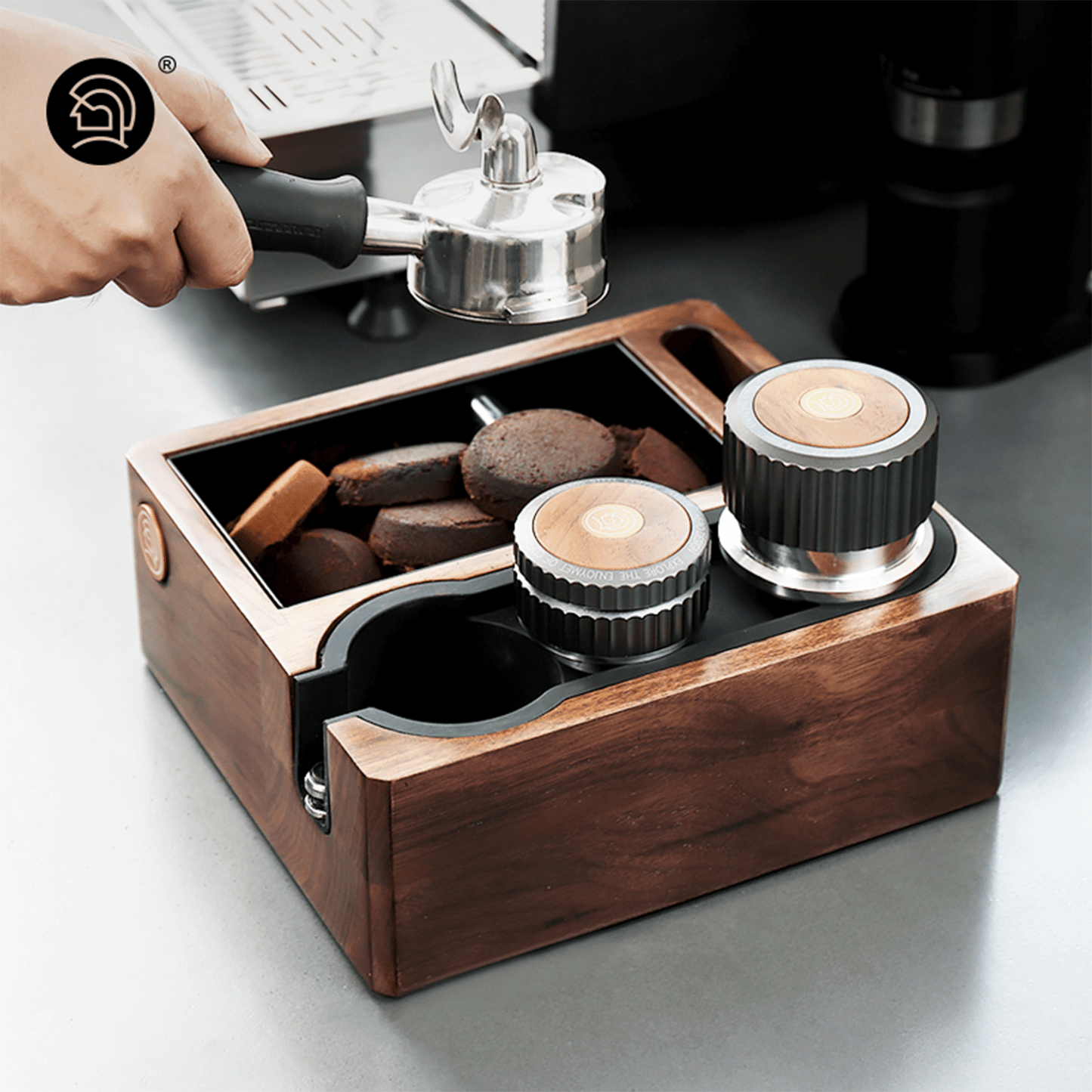 ZeroHero Manual Brewing Walnut Kock Box | Wood + Metal + Rubber | 58mm/51mm