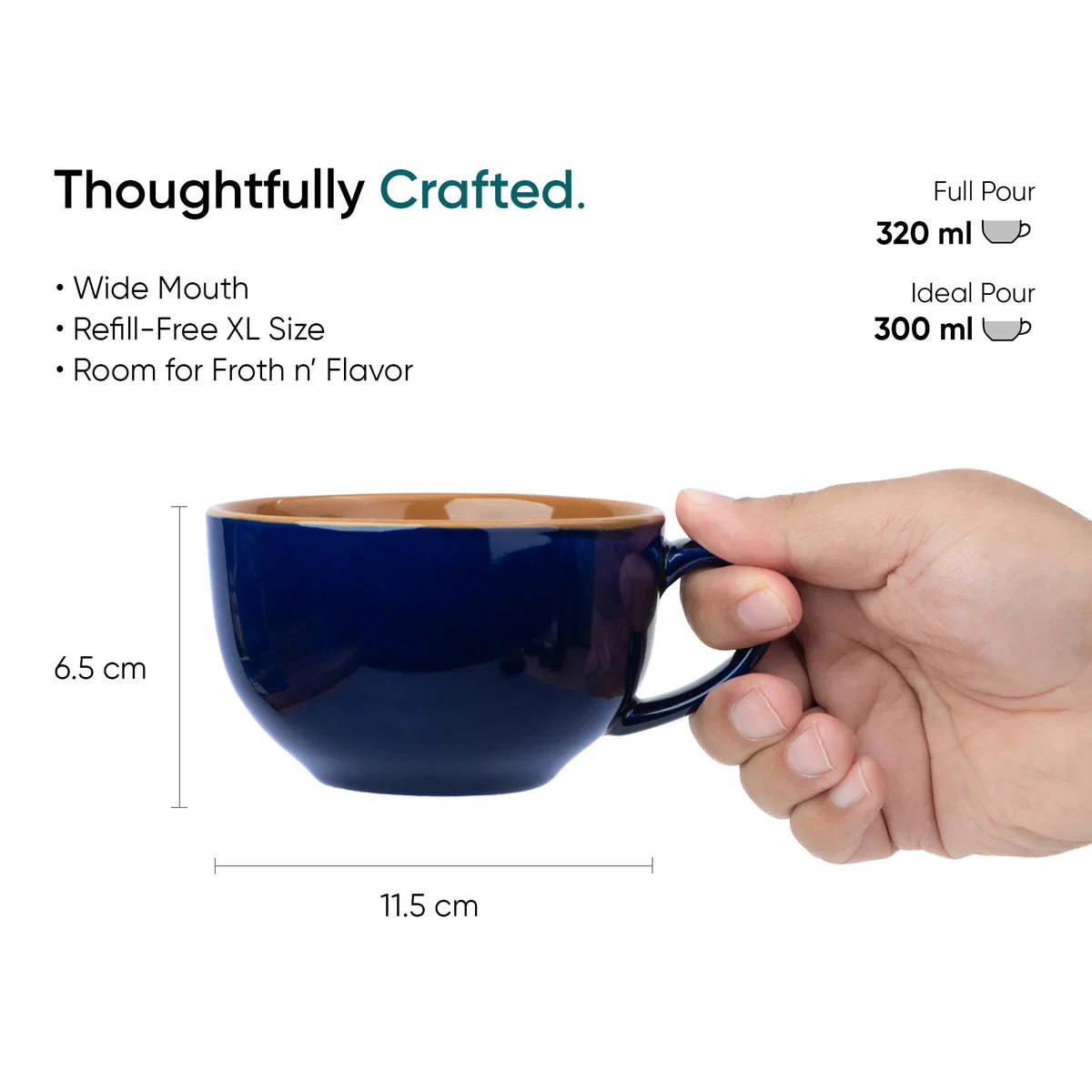 Midnight Blue Cappuccino Mug, 320ml | XL Cuppa - Something's Brewing