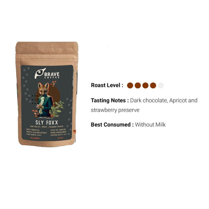 Brave Coffee Ground And Whole Beans 250gms / Whole Beans Brave Coffee- SLY FOXX