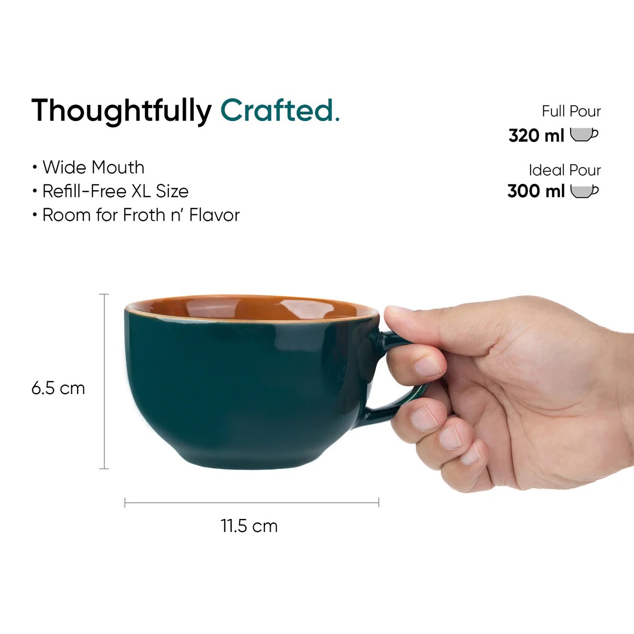 Teal Cappuccino Mug, 320ml | XL Cuppa - Something's Brewing