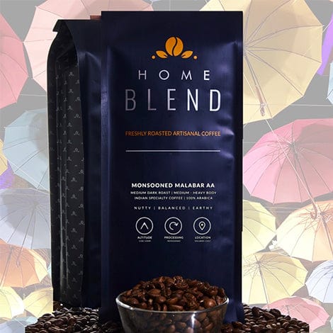 Home Blend Roaster 1 Kg Home Blend Whole Bean | Monsooned Malabar ‘AA’ (Medium Roast) | Pack of 250g