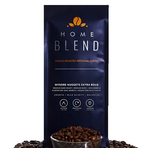 Home Blend Roaster 1 Kg Home Blend Whole Bean | Mysore Nuggets Extra Bold (Medium Roast) | Pack of 250g